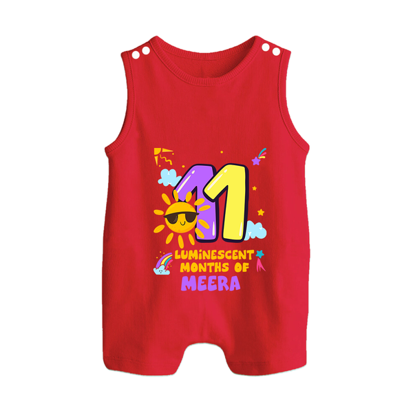 11th Month Baby Outfit | Personalized Romper Suit/ Sleeveless Romper for Newborn | Milestone Gift Idea - RED - 0 - 5 Months Old (Chest 18")