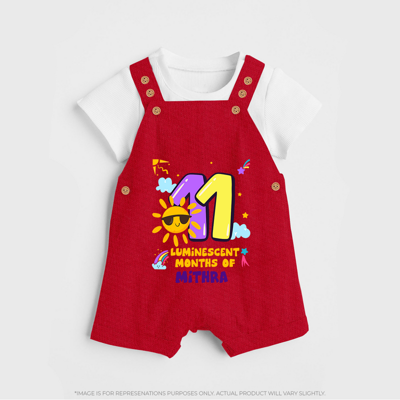 Mark Your BabyÕs 11-Month Celebration With Our Customized Baby Dungaree Set, Made For Joyful Celebrations - RED - 0 - 5 Months Old (Chest 18")