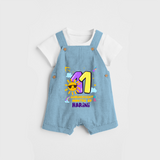 Celebrate The 11th Month Birthday Custom Dungaree set, Personalized with your Baby's name - SKY BLUE - 0 - 5 Months Old (Chest 17")