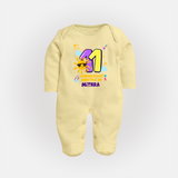 Mark Your BabyÕs 11-Month Celebration With Our Customized Baby Sleep Suit, Made For Joyful Celebrations - PASTEL YELLOW - New Born (Chest 7.5")