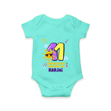 Celebrate The 11th Month Birthday Custom Romper, Personalized with your Little one's name - ARCTIC BLUE - 0 - 3 Months Old (Chest 16")