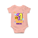 Celebrate The 11th Month Birthday Custom Romper, Personalized with your Little one's name - PEACH - 0 - 3 Months Old (Chest 16")