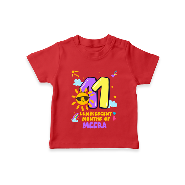 11th Month Baby Outfit | Personalized T-Shirt for Newborn | Milestone Gift Idea - RED - 0-5 Months Old (Chest 17")