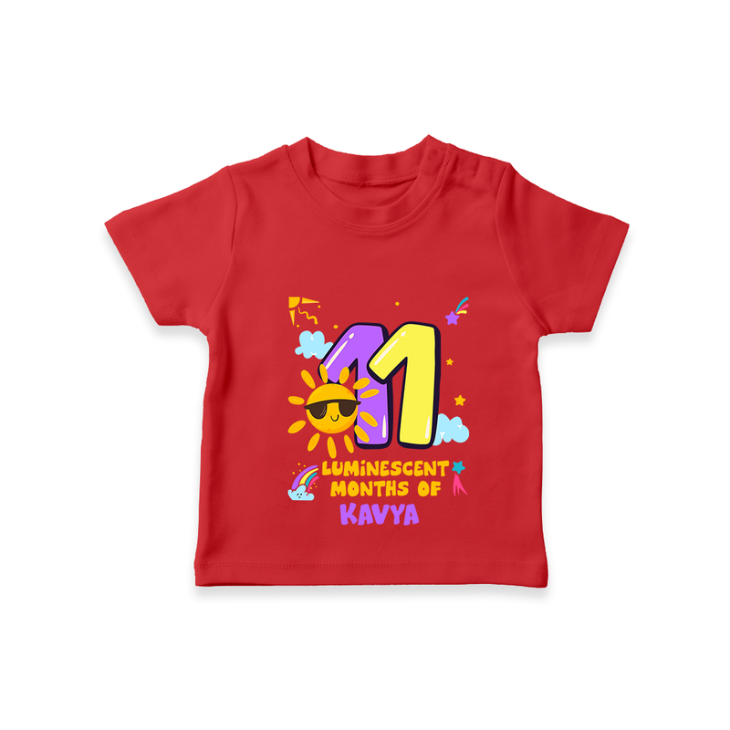 Celebrate The 11th Month Birthday with Personalized T-Shirt - RED - 0 - 5 Months Old (Chest 17")