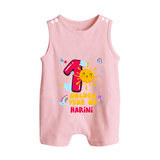 1st Year Baby Outfit | Personalized Romper Suit/ Sleeveless Romper for Newborn | Milestone Gift Idea - BABY PINK - 0 - 5 Months Old (Chest 18")