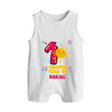 1st Year Baby Outfit | Personalized Romper Suit/ Sleeveless Romper for Newborn | Milestone Gift Idea - WHITE - 0 - 5 Months Old (Chest 18")