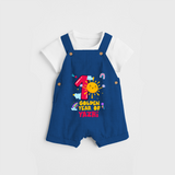 Celebrate The 12th Month Birthday Custom Dungaree set, Personalized with your Baby's name - COBALT BLUE - 0 - 5 Months Old (Chest 17")