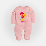 Mark Your BabyÕs 1-Year Birthday Celebration With Our Customized Baby Sleep Suit, Made For Joyful Celebrations - BABY PINK - New Born (Chest 7.5")