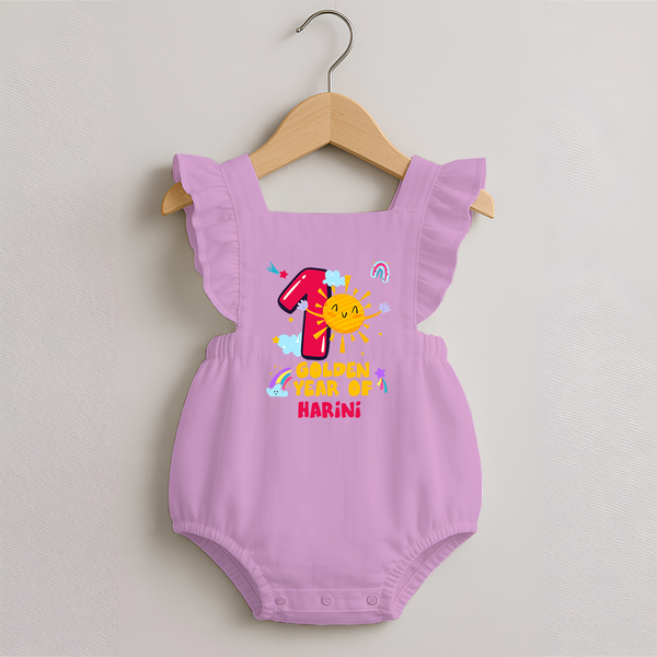 1st Year Baby Outfit | Personalized Romper Frock for Newborn | Milestone Gift Idea - BABY PINK - 0 - 3 Months Old (Chest 19")