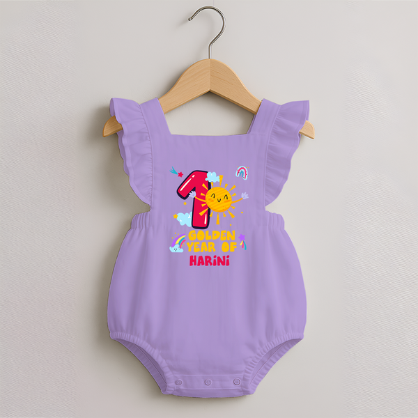1st Year Baby Outfit | Personalized Romper Frock for Newborn | Milestone Gift Idea - LILAC - 0 - 3 Months Old (Chest 19")