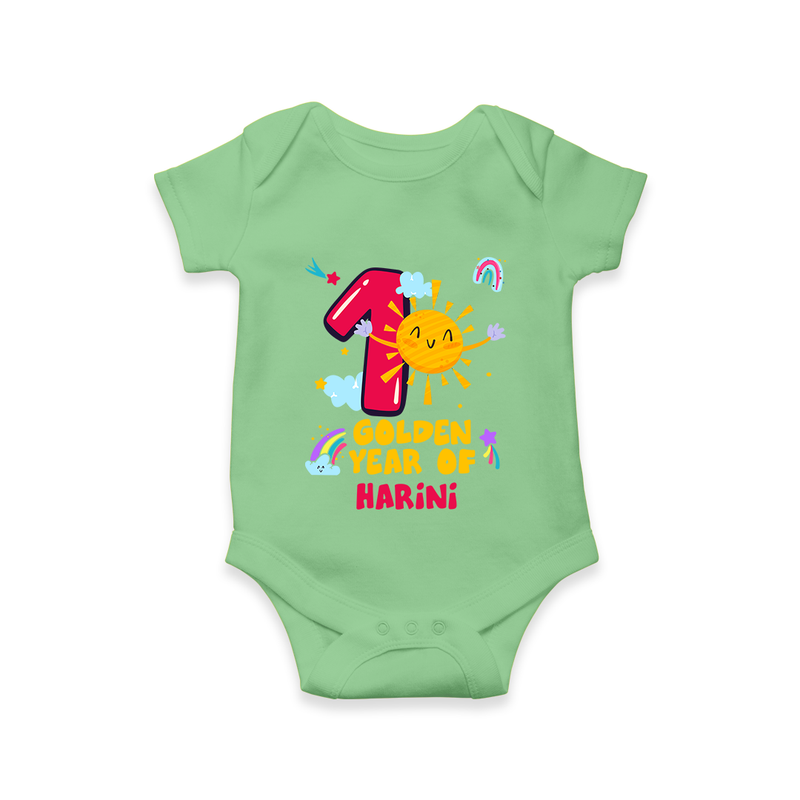 1 Year Baby Outfit | Personalized Romper/Onesie for Newborn | Milestone Gift Idea - GREEN - New Born (Chest 14")