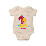 Mark Your BabyÕs 1-Year Birthday Celebration With Our Customized Baby Romper, Made For Joyful Celebrations - IVORY - 0 - 3 Months Old (Chest 16")