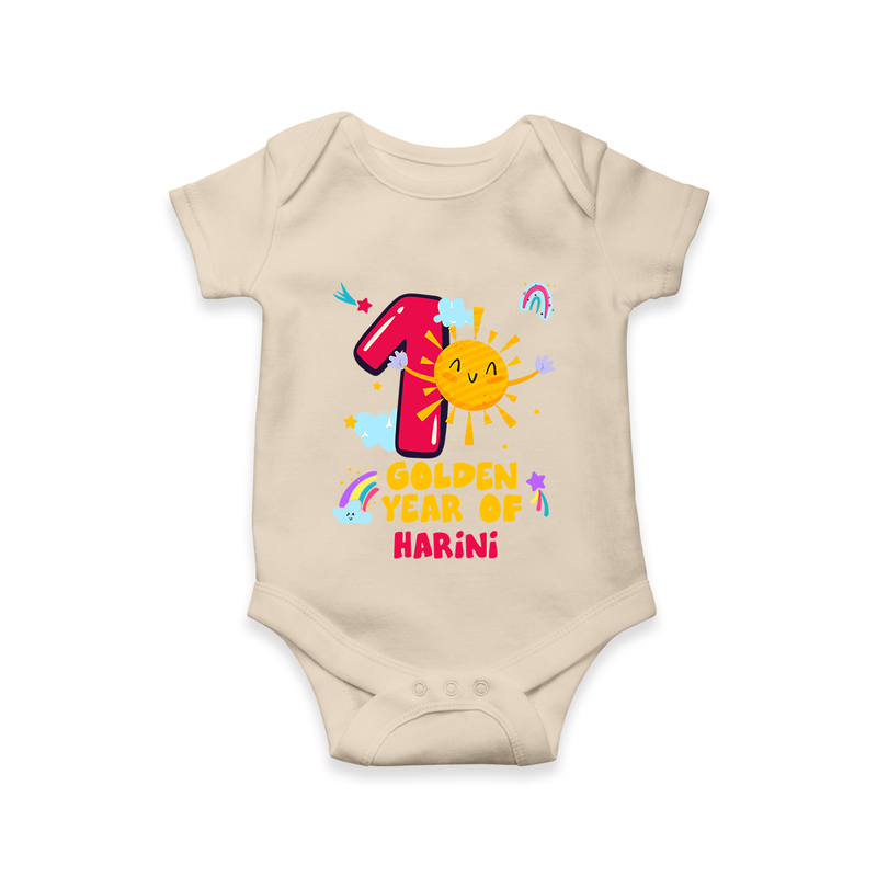 Mark Your BabyÕs 1-Year Birthday Celebration With Our Customized Baby Romper, Made For Joyful Celebrations - IVORY - 0 - 3 Months Old (Chest 16")