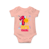 Celebrate The One Year Birthday Custom Romper, Personalized with your Little one's name - PEACH - 0 - 3 Months Old (Chest 16")