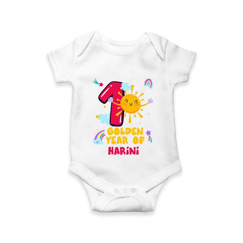 1 Year Baby Outfit | Personalized Romper/Onesie for Newborn | Milestone Gift Idea - WHITE - New Born (Chest 14")