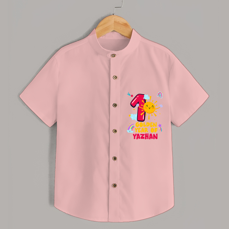 Celebrate The 1st Year Birthday Custom Shirt, Personalized with your Little one's name - PEACH - 0 - 6 Months Old (Chest 21")