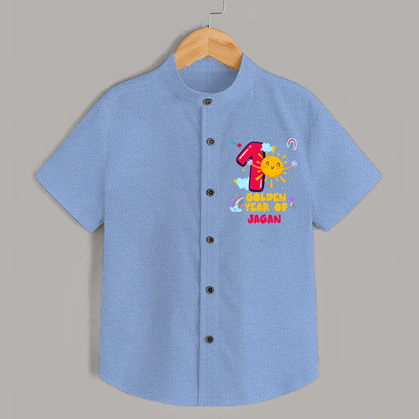 1st Year Baby Outfit | Personalized Shirt for Newborn | Milestone Gift Idea - SKY BLUE - 0 - 6 Months Old (Chest 23")