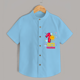 Celebrate The 1st Year Birthday Custom Shirt, Personalized with your Little one's name - SKY BLUE - 0 - 6 Months Old (Chest 21")