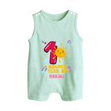 Mark Your BabyÕs 1-Year Birthday Celebration With Our Customized Baby Romper Suit, Made For Joyful Celebrations - MINT GREEN - 0 - 5 Months Old (Chest 18")