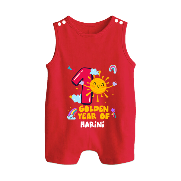 1st Year Baby Outfit | Personalized Romper Suit/ Sleeveless Romper for Newborn | Milestone Gift Idea - RED - 0 - 5 Months Old (Chest 18")