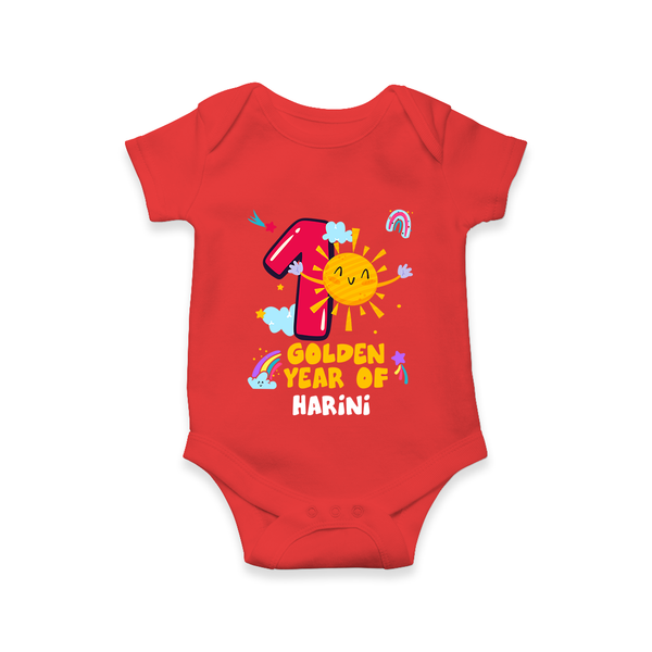 1 Year Baby Outfit | Personalized Romper/Onesie for Newborn | Milestone Gift Idea - RED - New Born (Chest 14")
