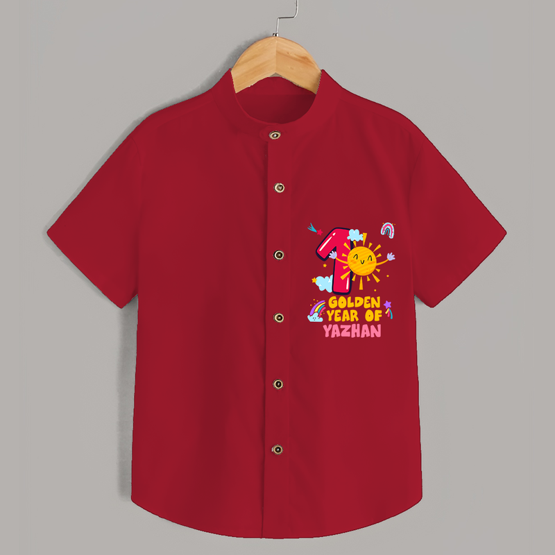 Celebrate The 1st Year Birthday Custom Shirt, Personalized with your Little one's name - RED - 0 - 6 Months Old (Chest 21")