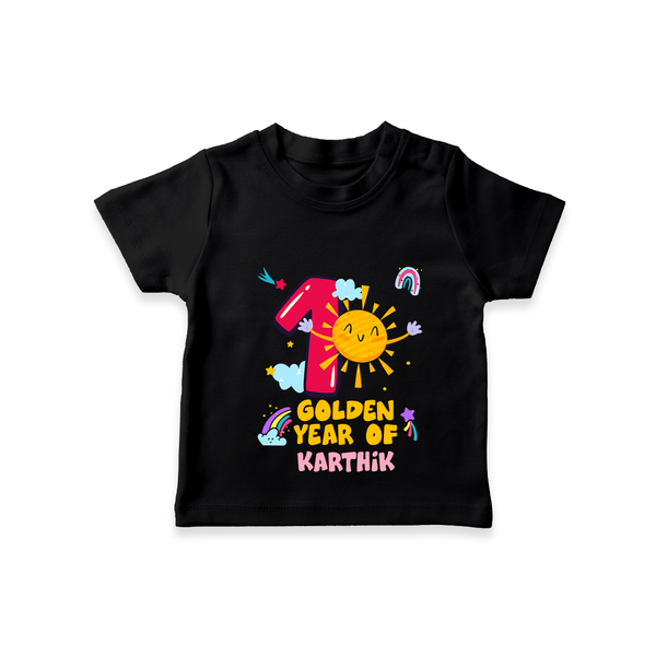 Celebrate The 1st Year Birthday with Personalized T-Shirt - BLACK - 0 - 5 Months Old (Chest 17")
