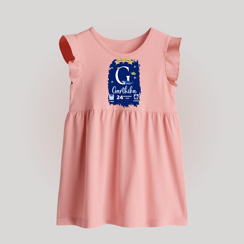 Personalized Birthday Stat Baby Frock | Custom Baby Baby Frock with Birth Date, Time, and Weight - BABY PINK - 0 - 3 Months Old (Chest 17")