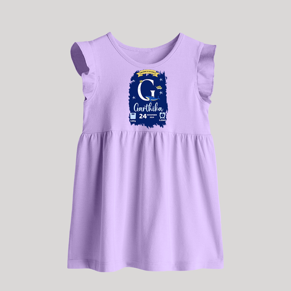 Personalized Birthday Stat Baby Frock | Custom Baby Baby Frock with Birth Date, Time, and Weight - LILAC - 0 - 3 Months Old (Chest 17")