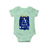 Personalized Birthday Stat Romper | Custom Baby Romper with Birth Date, Time, and Weight - MINT GREEN - New Born (Chest 14")
