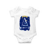 Personalized Birthday Stat Romper | Custom Baby Romper with Birth Date, Time, and Weight - WHITE - New Born (Chest 14")