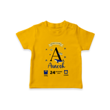 "Welcome to the World - Customized T-shirt With Baby Name, Date Of Birth, Weight, and Birth Time" - CHROME YELLOW - 0-5 Months Old (Chest 17")