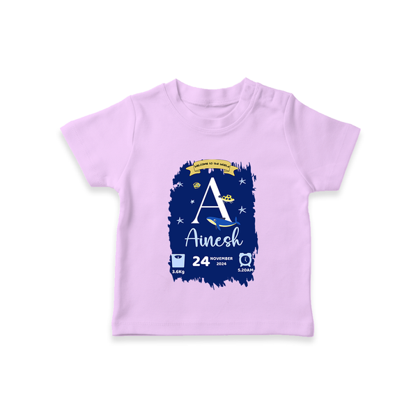 Personalized Birthday Stat T-shirt | Custom Baby T-shirt with Birth Date, Time, and Weight - LILAC - 0-5 Months Old (Chest 17")