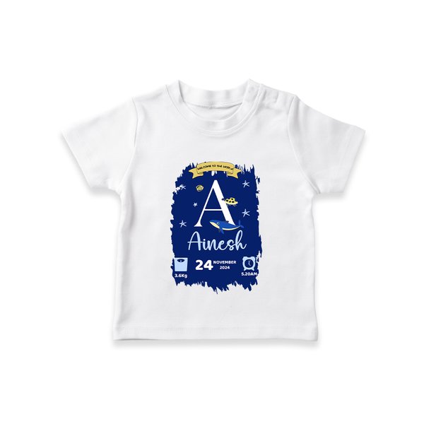 Personalized Birthday Stat T-shirt | Custom Baby T-shirt with Birth Date, Time, and Weight - WHITE - 0-5 Months Old (Chest 17")
