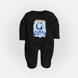 Personalized Birthday Stat Sleep Suit/Full sleeve body suit | Custom Baby Sleep Suit/Full sleeve body suit with Birth Date, Time, and Weight - BLACK - New Born (Chest 7.5")
