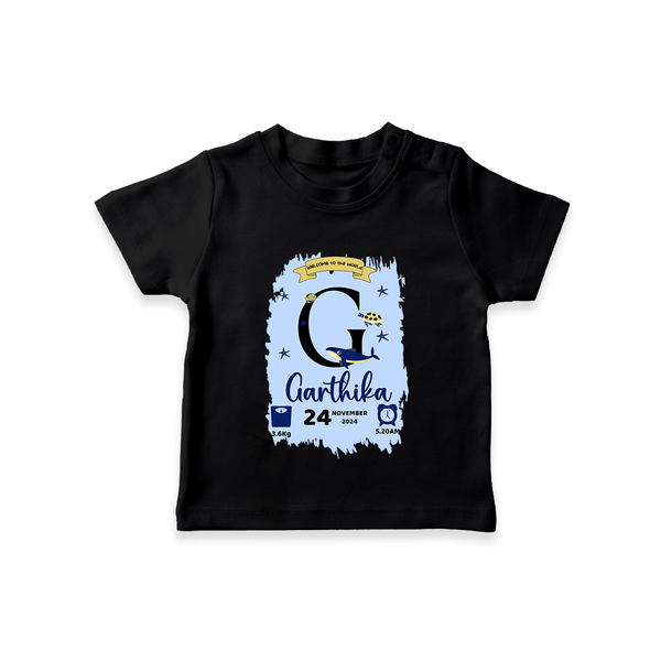 Personalized Birthday Stat T-shirt | Custom Baby T-shirt with Birth Date, Time, and Weight - BLACK - 0-5 Months Old (Chest 17")