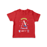 "Welcome to the World - Customized T-shirt With Baby Name, Date Of Birth, Weight, and Birth Time" - RED - 0-5 Months Old (Chest 17")