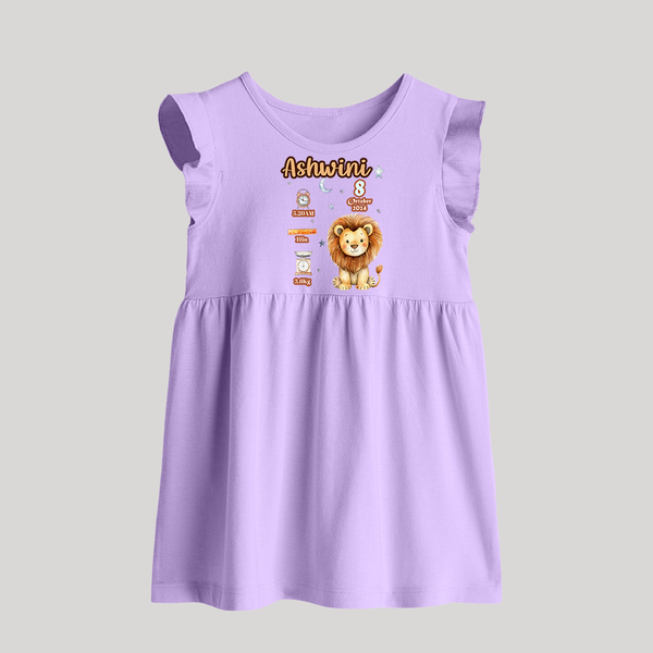 Birthday Stats Baby Frock | Custom Baby Baby Frock with Name, Time,Birth Date, and Weight - LILAC - 0 - 3 Months Old (Chest 17")