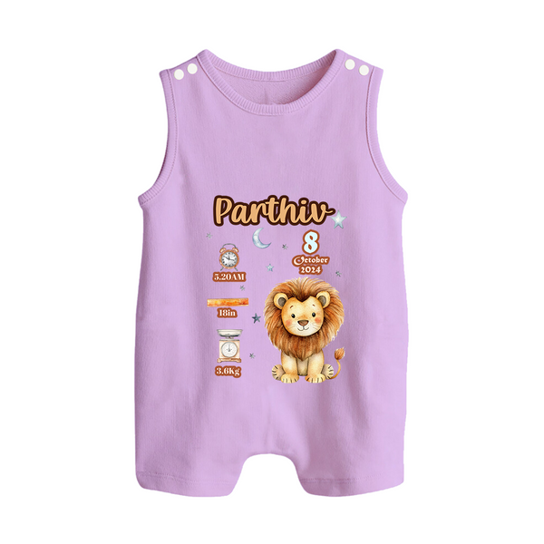 Birthday Stats Romper Suit/Sleeveless Romper | Custom Baby Romper Suit/Sleeveless Romper with Name, Time,Birth Date, and Weight - LILAC - 0 - 5 Months Old (Chest 18")