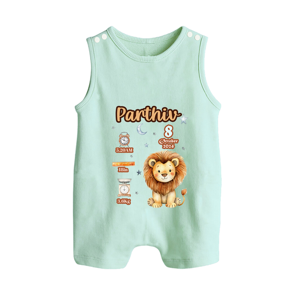 Birthday Stats Romper Suit/Sleeveless Romper | Custom Baby Romper Suit/Sleeveless Romper with Name, Time,Birth Date, and Weight - MINT GREEN - 0 - 5 Months Old (Chest 18")