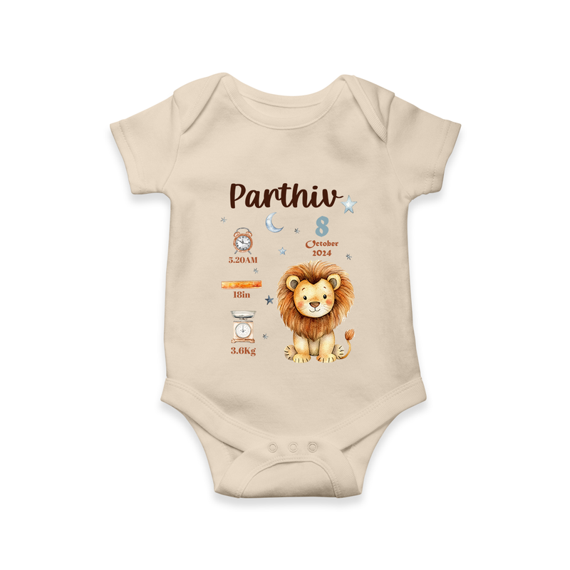 "A Special Arrival - Customized Romper With Baby Name, Weight, And Birth Details" - IVORY - 0 - 3 Months Old (Chest 16")