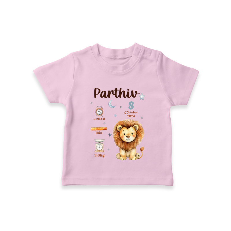 "A Special Arrival - Customized T-shirt With Baby Name, Weight, And Birth Details" - PINK - 0-5 Months Old (Chest 17")