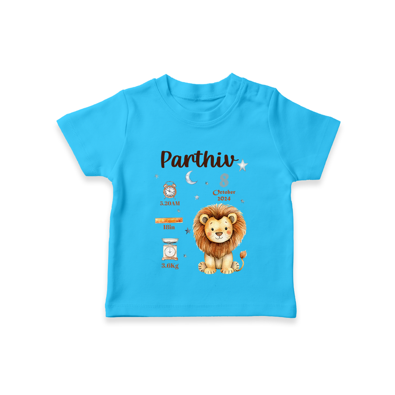 "A Special Arrival - Customized T-shirt With Baby Name, Weight, And Birth Details" - SKY BLUE - 0-5 Months Old (Chest 17")