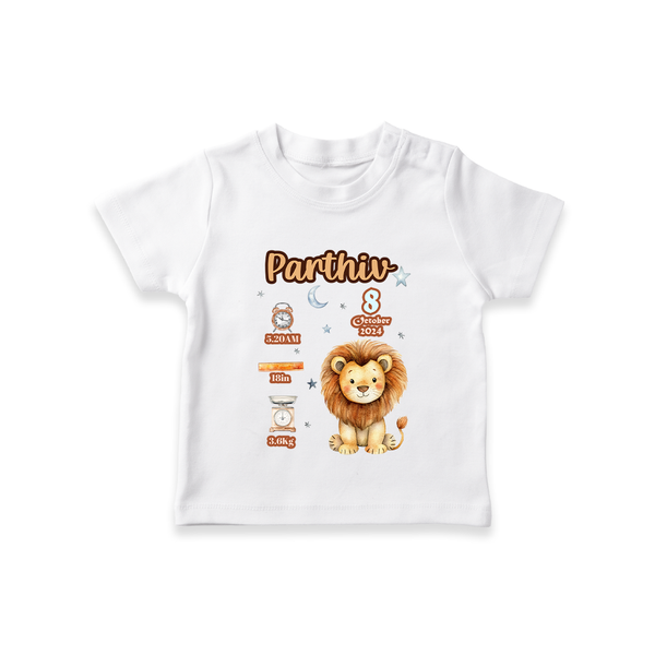 Birthday Stats T-shirt | Custom Baby T-shirt with Name, Time,Birth Date, and Weight - WHITE - 0-5 Months Old (Chest 17")