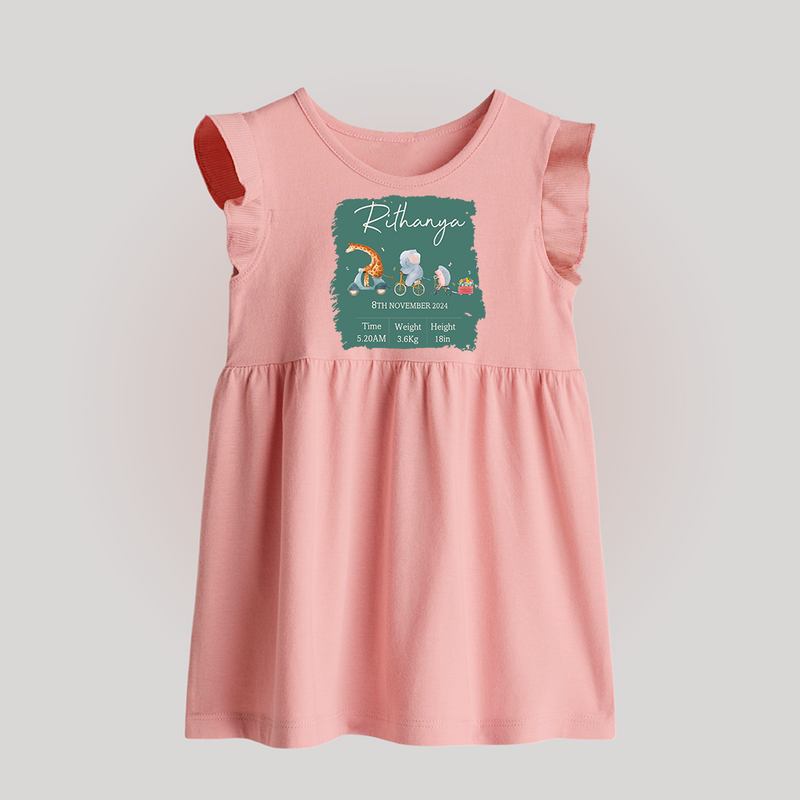 First Birthday Stat Baby Frock | Custom Baby Frock for Your Baby's Milestone - BABY PINK - 0 - 3 Months Old (Chest 17")
