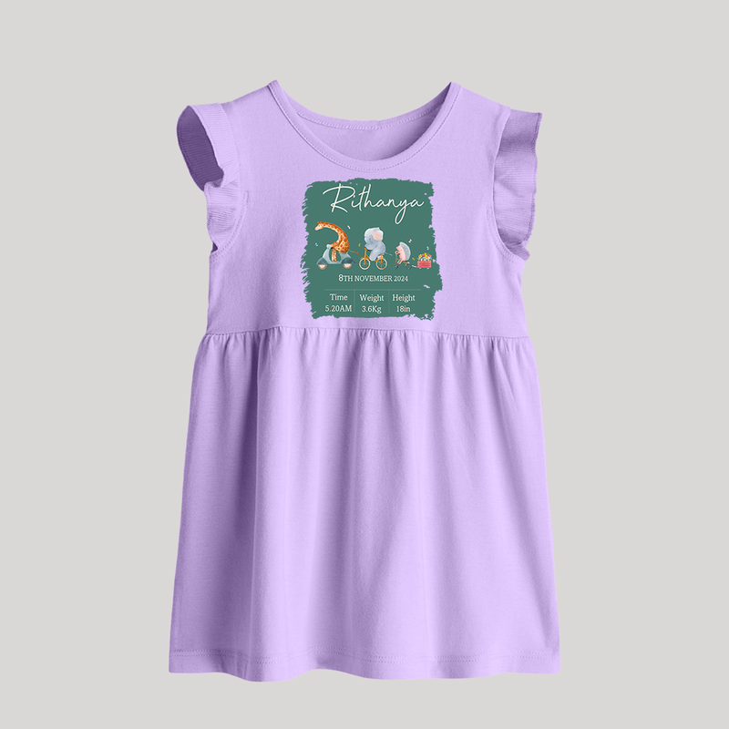 First Birthday Stat Baby Frock | Custom Baby Frock for Your Baby's Milestone - LILAC - 0 - 3 Months Old (Chest 17")