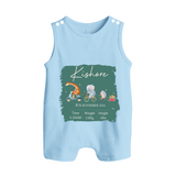 First Birthday Stat Romper Suit/Sleeveless Romper | Custom Romper Suit/Sleeveless Romper for Your Baby's Milestone - BABY BLUE - 0 - 5 Months Old (Chest 18")