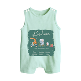 First Birthday Stat Romper Suit/Sleeveless Romper | Custom Romper Suit/Sleeveless Romper for Your Baby's Milestone - MINT GREEN - 0 - 5 Months Old (Chest 18")