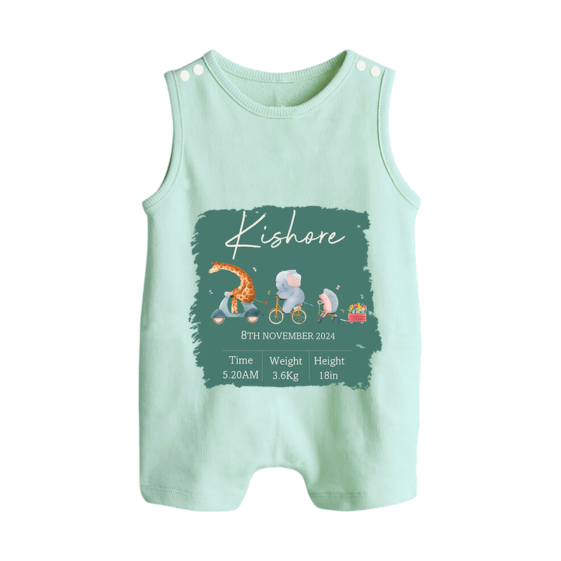 First Birthday Stat Romper Suit/Sleeveless Romper | Custom Romper Suit/Sleeveless Romper for Your Baby's Milestone - MINT GREEN - 0 - 5 Months Old (Chest 18")