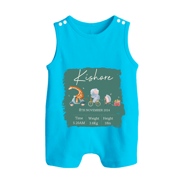 First Birthday Stat Romper Suit/Sleeveless Romper | Custom Romper Suit/Sleeveless Romper for Your Baby's Milestone - SKY BLUE - 0 - 5 Months Old (Chest 18")